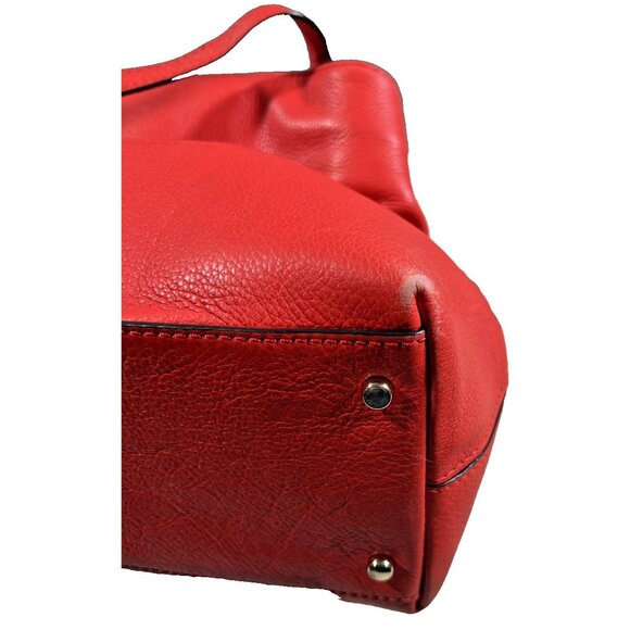 Kate Spade New York Red Pebbled Leather Tote Bag With Adjustable Bow Gold - Picture 6 of 10